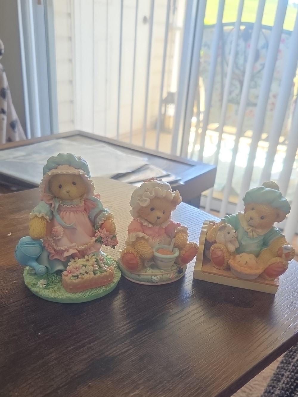 Cherished Teddies Figurine with Pink and Mint Accents